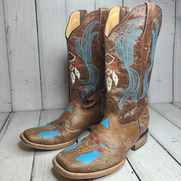 Cruzalta Womens Boots Hand Tooled Design Size 9-9.5 Nice Condition - Picture 5 of 12